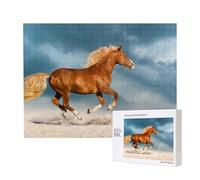 Caballo Rojo Corriendo,Rompecabezas de Madera de 500 Piezas, Juego Familiar, Rompecabezas para Adultos, Adolescentes, decoración del hogar