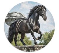 Caballo Rompecabezas De Redondo 1000 Piezas Adultos para Niños Good Friend Partner The Caballo Circular Puzzle Niños Hogar Decoración EduGatoivos Juegos Portátil Tapete 1000pcs (67.5x67.5cm)