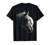 Caballo rústico con Luna Llena luz de Luna estética Animal Arte Camiseta