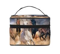 Caballo Salvaje Corriendo contra la tormenta de Arena, Bolsa de Maquillaje Bolsa de cosméticos Bolsa de artículos de tocador de Viaje portátil Estuche para lápices Bolsa de artículos de tocador
