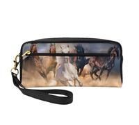 Caballo Salvaje Corriendo contra la tormenta de Arena, Bolsa de Maquillaje Bolsa de cosméticos Bolsa de Aseo de Viaje portátil Estuche de Cuero para Mujeres y niñas