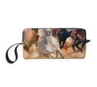 Caballo Salvaje Corriendo contra la tormenta de Arena, Bolsa de Maquillaje Bolsa de cosméticos Bolsa de artículos de tocador de Viaje portátil Bolsa de Maquillaje