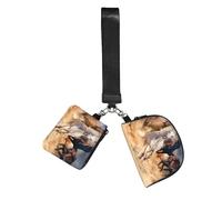 Caballo salvaje corriendo contra la tormenta de arena,Bolso de muñeca para deportes al aire libre, monedero portátil, cartera de muñeca con llavero desmontable