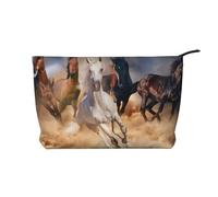 Caballo Salvaje Corriendo contra la tormenta de Arena,Neceser de Pana, Neceser de Maquillaje portátil, Neceser de Viaje