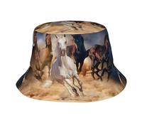 Caballo Salvaje Corriendo contra la tormenta de Arena. Sombreros de Pescador para Hombre, Sombrero de Pescador Informal para Exteriores con protección UV.