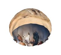 Caballo salvaje corriendo contra una tormenta de arena,Gorro de ducha, gorro de noche, gorro de baño elástico impermeable de doble capa, reutilizable para el cabello.
