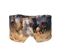 Caballo salvaje corriendo contra una tormenta de arena,Máscara para ojos con bloqueo de luz y protección ocular completa para dormir, orejeras y ojos.