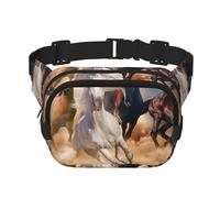 Caballo Salvaje Corriendo contra una tormenta de Arena,Riñonera Cuadrada de Doble Capa, Bolso de Viaje, Bolso Informal para el Pecho.