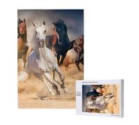 Caballo Salvaje Corriendo contra una tormenta de Arena,Rompecabezas de Madera de 1000 Piezas para Adultos y Adolescentes.