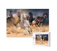 Caballo Salvaje Corriendo contra una tormenta de Arena,Rompecabezas de Madera de 300 Piezas, Juego Familiar, Rompecabezas para Adultos, Adolescentes, decoración del hogar