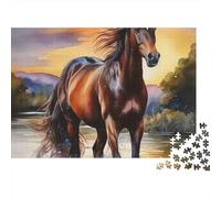 Caballo Salvaje Corriendo Puzzle de 1000 Piezas Papel para Adultos Atardecer Natural Puzzle para Toda la Familia Relajación Regalo 38x26cm/1000pcs