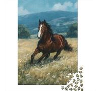 Caballo Salvaje Corriendo Puzzle de 1000 Piezas Papel para Adultos Escena de Pradera Puzzle para Toda la Familia Relajación Decoración Regalo 52x38cm/1000pcs
