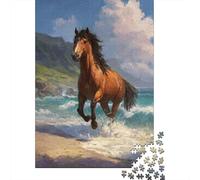 Caballo Salvaje Corriendo Puzzle de 1000 Piezas Papel para Adultos Paisaje Costero Juego de Puzzle 1000 Piezas Familia Regalo 70x50cm/1000pcs