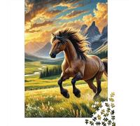 Caballo Salvaje Corriendo Puzzle de 1000 Piezas Papel Puzzle para Adultos Paisaje de Pradera Puzzle para Toda la Familia Relajación Decoración Foco 70x50cm/1000pcs
