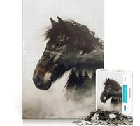 Caballo Salvaje en la Naturaleza,Rompecabezas para Adultos de 1000 Piezas,Juego de concentración Mental, Corte láser,Actividad Nocturna Divertida para Toda la Familia (38x52cm)