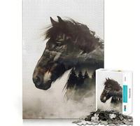 Caballo Salvaje en la Naturaleza,Rompecabezas para Adultos de 1000 Piezas,Juego de concentración Mental, Corte láser,Actividad Nocturna Divertida para Toda la Familia (38x26cm)