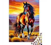 Caballo Salvaje Puesta del Sol Rompecabezas 1000 Piezas Desafío Imposible Coloridos Papel Adultos Familia DIY Regalo Mujer Hombre 38x26cm/1000pcs