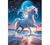 Caballo Unicornio Blanco en la Luz de las Estrellas Rompecabezas 500 Piezas Cartón Para Principiantes Mascota de Vida Silvestre Días Lluviosos Tiempo Libre En Casa Para Reyes Magos Detalle De Cumpleañ