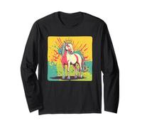 Caballo vibrante con corona para los amantes de los caballos reales Manga Larga