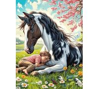 Caballo y Chica en una Pradera Mágica Rompecabezas 500 Piezas Cartón Para Expertos Mascota de Vida Silvestre Cute Mejora Atención Diversión Grupal Decoración Artística Regalo Navideño Original 500 PCS