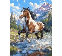 Caballo y su Potro en una Pradera en Flor Rompecabezas 300 Piezas Cartón Para Adultos Y Adolescentes Mascota de Vida Silvestre Cute Hobby Colección Toda La Familia Decoración Única Hogar Calidad Premi