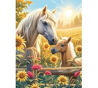 Caballo y su Potro en una Pradera en Flor Rompecabezas 500 Piezas Cartón para Expertos Mascota de Vida Silvestre Mejora Atención Diversión Grupal Decoración Artística Regalo Navideño Original 500 PCS