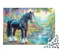 Caballos al Atardecer 1000 Piece Recycled Cardboard Caballo Azul Jigsaw Puzzle Set Brain Training Home Fun Great Gift for Puzzle Enthusiasts Family Friends 38x26cm/1000pcs