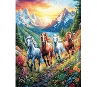 Caballos al Galope en Las montañas Rompecabezas 300 Piezas Cartón para Toda La Familia Animal de compañías Juego Compartir Estimulación Cognitiva Regalo Fin De Año Mejor Valorado 300 PCS