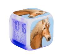 Caballos Animal Alarma Despertador Digital Iluminado LED Noche Resplandeciente Despertador con luz Despertar Regalos de cumpleaños para adolescente Adultos con repetición（Tamaño：8*8*8cm）
