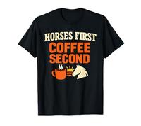 Caballos Antes de café Granero Humor matutino Rutina Ecuestre Camiseta