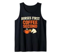 Caballos Antes de café Granero Humor matutino Rutina Ecuestre Camiseta sin Mangas