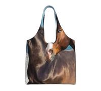 Caballos blancos,Bolsas de mano reutilizables, bolsas de supermercado, bolso de hombro de lona de gran capacidad