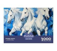 Caballos Blancos Corriendo Puzzle de 1000 Piezas Papel Puzzle para Adultos Animales Arte Decoración Regalo Familia 52x38cm/1000pcs