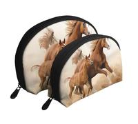 Caballos Cachorros Dos Carrera, Bolsa de Maquillaje de Concha, Monedero pequeño para Mujer, Bolsa de artículos de tocador, Bolsa de cosméticos, 2 Piezas