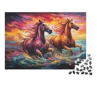 Caballos Coloridos Corriendo Puzzle para Adultos Puzzle de 1000 Piezas Papel Escena de océano Regalo Familiar 38x26cm/1000pcs