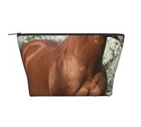 Caballos con árboles en flor Impresos., Bolsa de artículos de tocador Bolsa de Maquillaje Bolsa de cosméticos Bolsa de artículos de tocador de Viaje portátil