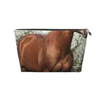 Caballos con árboles en flor Impresos., Bolsa de artículos de tocador Bolsa de Maquillaje Bolsa de cosméticos Bolsa de artículos de tocador de Viaje portátil