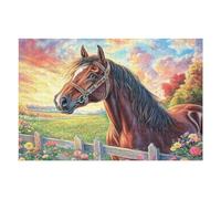 Caballos Corriendo a través del Campo de Flores Puzzle 1000 Piezas Desafío Intelectual 3D Realista Rompecabezas para Hombres Y Mujeres Obra De Arte Colorido Decoración Hogar 1000 PCS