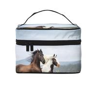 Caballos Corriendo Arte, Bolsa de Maquillaje Bolsa de cosméticos Bolsa de Aseo de Viaje portátil Estuche para lápices