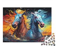 Caballos Corriendo Arte Colorido Puzzle de 1000 Piezas Papel para Adultos Puzzle para Toda la Familia Decoración Relajante Regalo 52x38cm/1000pcs