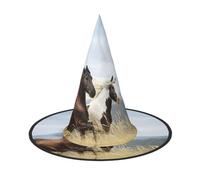 Caballos corriendo arte impreso Halloween disfraz accesorio puntiagudo sombrero bruja sombrero plegable Halloween sombrero 1 pieza