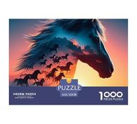 Caballos Corriendo Arte Puzzle para Adultos Puzzle de 1000 Piezas Papel Paisaje Natural Puzzle para Toda la Familia Relajación Decoración Hogar Regalo 52x38cm/1000pcs 52x38cm/1000pcs