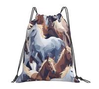 Caballos Corriendo Bolsa De Deporte Ligera Saco Lazo Fácil De Doblar Bolsa Trasera para Mujeres Escuela Almacenamiento 36X42Cm