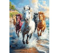 Caballos Corriendo en la Cascada Puzzles 500 Piezas Obra De Arte 3D Familiar Premium Mitos fantásticoss Rompecabezas para Adultos Aliviar Estrés Decoración Hogar Moderno DIY 500 PCS