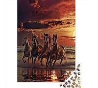 Caballos Corriendo en la Playa Puzzle De 1000 Piezas Puzzle Arte Juguete Educativo para Adultos Y Niños Mayores 52x38cm/1000pcs