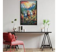 Caballos Corriendo en Las montañas Puzzle 1000 Piezas Obra De Arte Premium Mascotas Animales Rompecabezas Familiar para Adultos Aliviar Estrés Decoración Hogar Moderno 1000 PCS