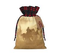 Caballos corriendo galopantes, 1 bolsa con cordón, 4.7 x 6.9 pulgadas, para regalos, viajes y uso diario con etiquetas de regalo Kraft