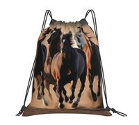 Caballos Corriendo Hombre Mujer Mochilas Deportiva Con Cordón Mochila Con Cordón Impermeable Bolsa De Deporte Para Senderismo Baloncesto Acampada
