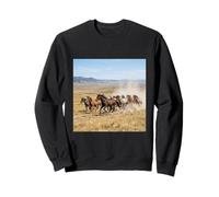 Caballos Corriendo Llanuras Vida Silvestre Paisaje Fotograf Sudadera