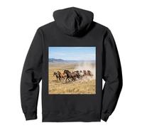 Caballos Corriendo Llanuras Vida Silvestre Paisaje Fotograf Sudadera con Capucha
